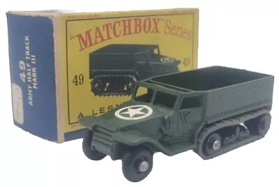 Vintage Matchbox Lesney 49 Mark III 3 Army Half Track Diecast Model Boxed • £40