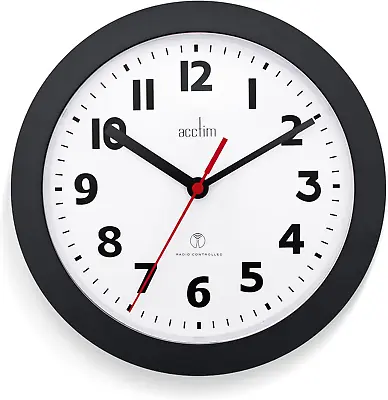 Acctim 74313 Parona Black Radio Controlled Wall Clock • £24.87