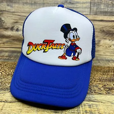 Duck Tales Mens Trucker Hat Blue Snapback 1987 Cartoon Vintage Logo Ball Cap • $19.99