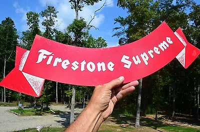 VINTAGE 50's FIRESTONE SUPREME TIRES & RUBBER DIECUT FLAG SIGN NICE COLLECTABLE  • $595