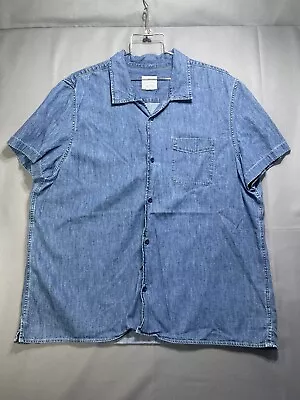 American Eagle Outfitters Shirt Mens XXXL Button Up Short Sleeve Blue Chambray • $14.99