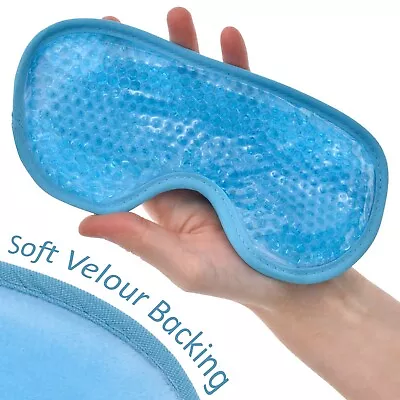Gel Eye Mask VELOUR BACKING Cooling Heat Cool Warm Hot Cold Pack Headache Pain • £5.48