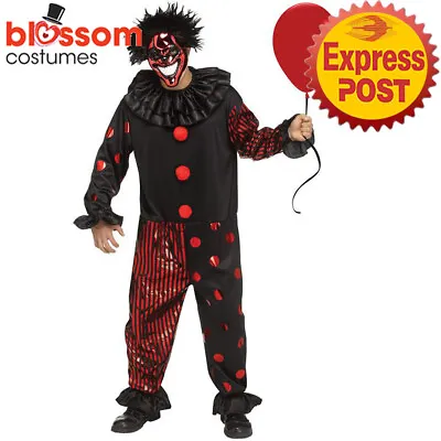 CA2898 Chrome Clown Killer Scary Halloween Mens Circus Jester Costume + Mask • $84.55