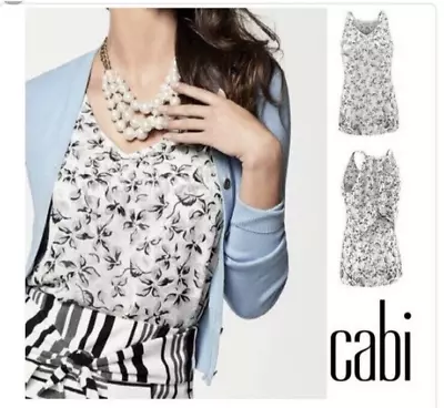 CAbi Terrace Cami Small White Black Gray Moody Floral Sleeveless Shirt Womens • $20