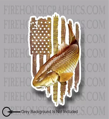 American Flag Redfish Spot Tail Bass Red Drum Fish Fishing Sticker Decal  • $5.99