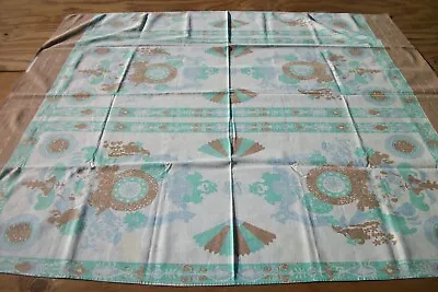 Vintage Print Tablecloth Floral Teal Blue Brown TC130 • $15.99