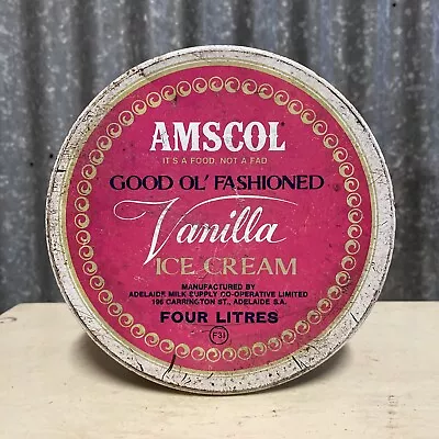 AMSCOL Vanilla Flavoured 4litres Vintage Ice Cream Tin • $26.50