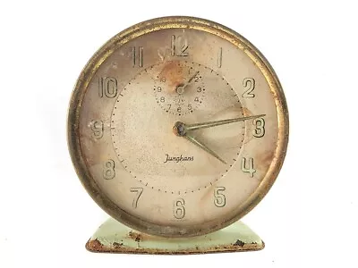 Vintage Junghans German Mint Green Painted Metal Alarm Clock • $20