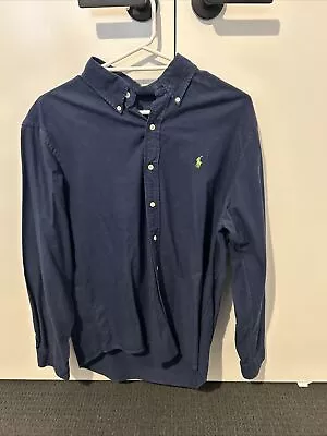 Ralph Lauren Shirt Mens XL Blue With Green Rare! OXFORD Button Up Long Sleeve • $40