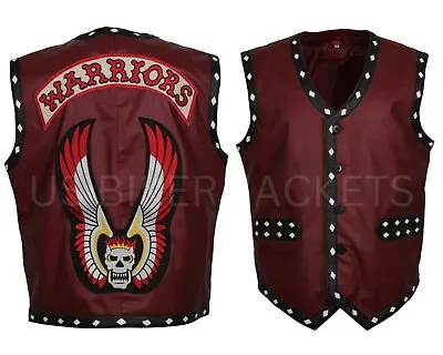 The Warriors Movie Vest Genuine Leather James Ajax Maroon Cosplay Costume Moto • $99.99