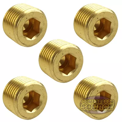 3/8  Solid Brass Male NPT Thread Allen Head Pipe Plug Hex Socket 50135 5-Pack • $13.95