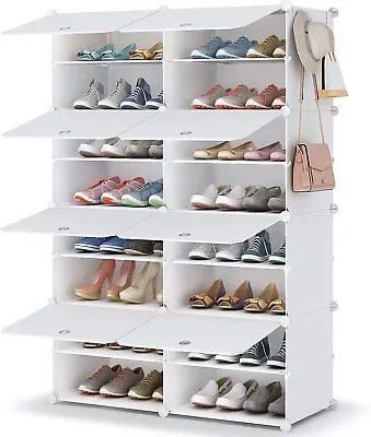 $31.34 • Buy DIY Shoe Portable Door Cube Cabinet Rack Storage Stackable Organiser Stand White