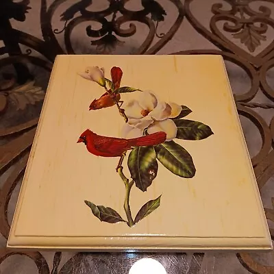 Vintage Cardinals On Magnolia Decoupage Wood Plaque Wall Art Cottage Shabby  • $4.95