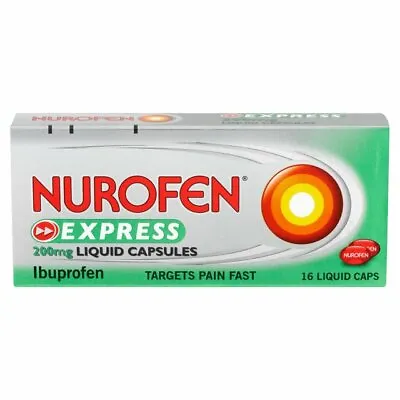 £4.85 • Buy Nurofen Express Liquid Capsules Ibuprofen 200mg Pain Relief - MAX 2 Packs/Order