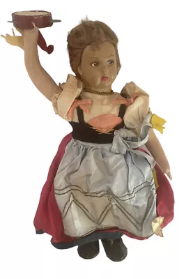 VINTAGE NAPOLI DOLL - Girl With Tambourine - Vintage Cloth • $14