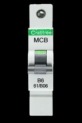 CRABTREE 6 AMP CURVE B 6kA MCB CIRCUIT BREAKER STARBREAKER 61/B06 BC • £3.95