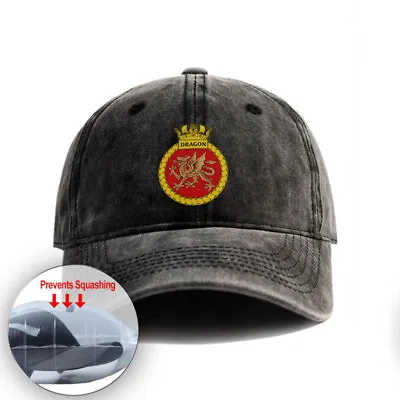 Vintage HMS Dragon (D35) Royal Navy Baseball Cap Unisex Denim Hat Adjustable Hat • £19.19