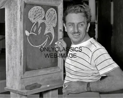 Walt Disney Draws Mickey Mouse Chalkboard 8x10 Photo Animator Disneyland Creator • $14.41