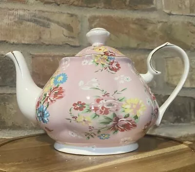 Grace's Teaware Pink Roses Shabby Chic Style Teapot Gold Trim Cabbage Roses • $18