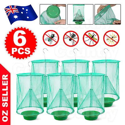 Reusable 6 Pack Fly Trap Insect Killer Net Cage Trap Ranch Pest Hanging Catcher • $14.95