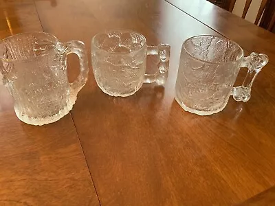 McDonald's Flintstone Glass Mugs Cups Set Of 3 Pre Dawn Rocky Road Treemendous • $7.99