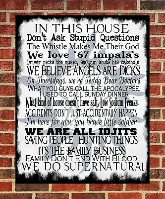 £5.99 • Buy Family Rules Supernatural Metal Sign Geek Gift Present House Sign