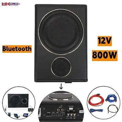 12V 800W Bluetooth Car Subwoofer Speaker Underseat Amplifier Audio Sub Bass 8in • £72.50