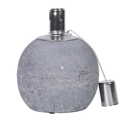 Oil Lamp Concrete Stainless Steel Wick Burner Ball Small Garden Outdoor • £22.99