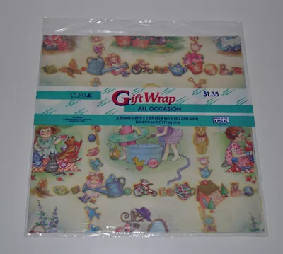  Vintage CLEO All Occasion Children At Play Gift Wrap WRAPPING PAPER NOS • $4.50