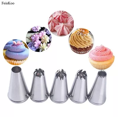 5pcs/Set Large Size Icing Piping Nozzles Tips Pastry Cake Sugarcraft Decorating • £4.99