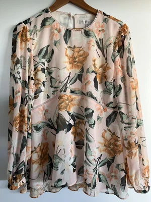 $20 • Buy Forever New Peplum Long Sleeve Floral Top Size 14