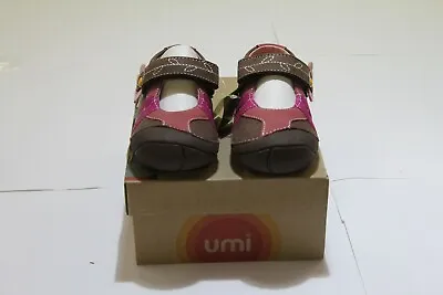 Umi *cassia*girls Brown/pink Leather Mary Jane Shoes Uk 5 Jr Eu 21 • £10