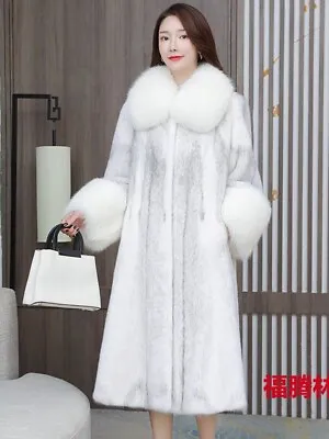 Womens Faux Mink Fur Coat High-end Warm Mink Fur Winter Fox Fur Collar Parka • $111.28