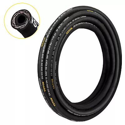 Hydraulic Hose SAE 3/8  Coiled Hydraulic Hose 50 Ft R2 Steel Wire W.P. PSI5000 • £37.99
