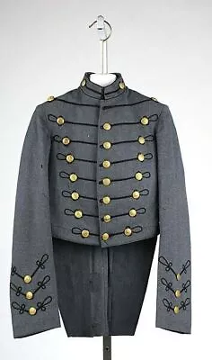 New Men American Gray With Black Braid Wool Tail Coat Militaria Jacket • $187.20