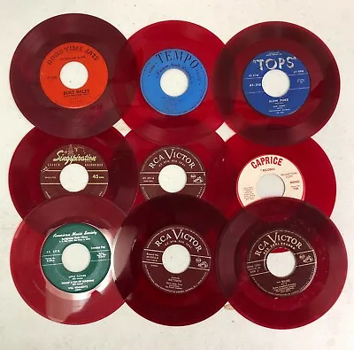 Lot Of 10 Red Color Vinyl 45 Rpm Vinyl Records For Crafts And Decoration 7  • $19.99