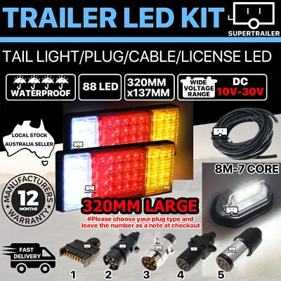 $79.95 • Buy Pair Of 88 LED Trailer Lights Kit 1x Number Plate, Plug, 8M 7 Core Cable 12v 24v