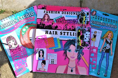 Girls Fashion Studio Designer -Hair Stylist - Sketch Book And Templates/Stickers • £4.95