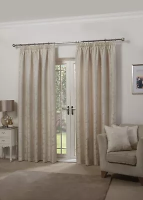 Thermal Thick Blackout Curtains Jacquard Ready Made Pencil Pleat – Duchess • £21.52