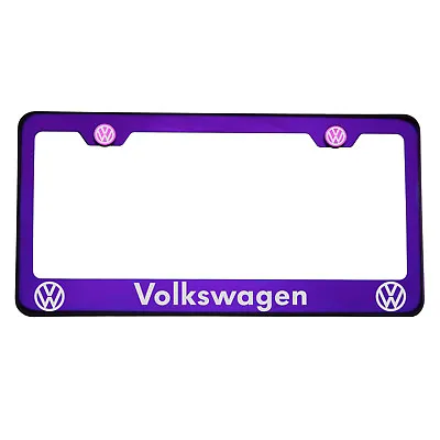 Laser Engraved Volkswagen Vw Blue Purple License Plate Frame 304 Stainless Steel • $34.99