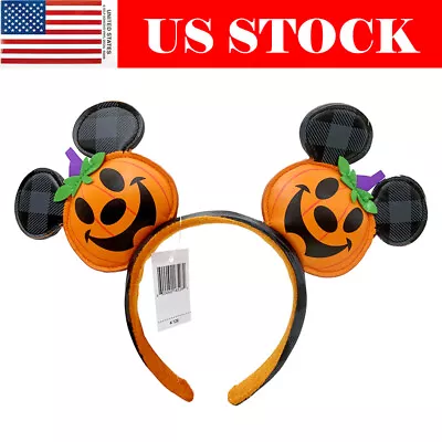 Smile Mickey Mouse Ears Pumpkin Orange Headband Disney- Girl HairBand Disneyland • $18.02