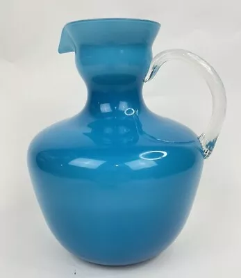 Carlo Moretti Empoli Murano Italian Blue Cased Art Glass Pitcher Handle • $125.60