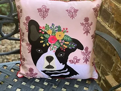 $21.99 • Buy NWT Karma Living Clever French Bull Dog Pillow  Frenchie  18  X 18  $65 Sold Out