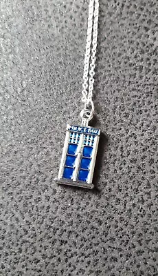 Dr Who Tardis Police Box Charm Silver Necklace 92518 Inch Silver Chain • £4