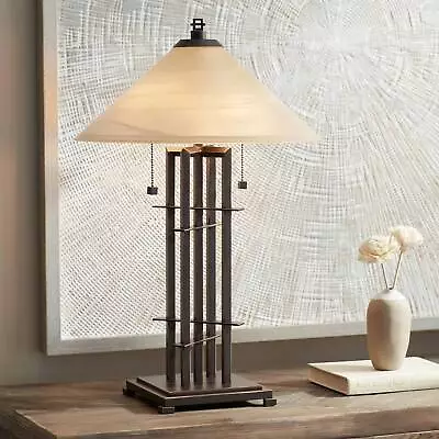 Metro Rustic Mission Accent Table Lamp 23 1/2  High Bronze Metal For Bedroom • $139.99