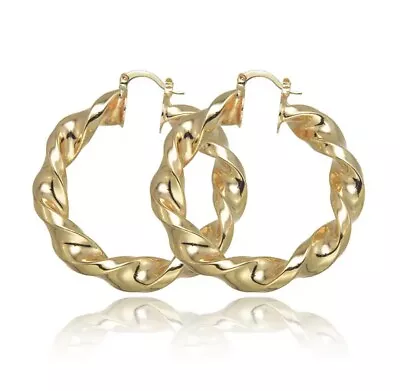 9ct Gold Huggie Hoop Earrings Gold Filled 4cm • £22.95