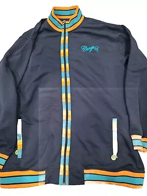 Coogi Zip Up Jacket Adult 3XL XXXL Embroidered Seagull Sunrise Dark Navy Damaged • $29.99