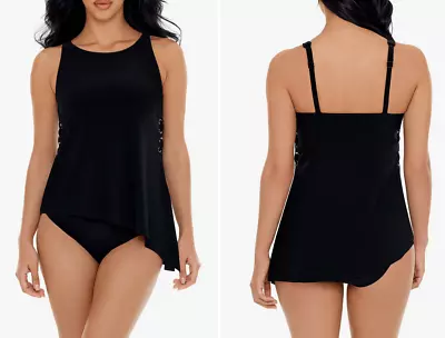 New MagicSuit Miraclesuit Hoops Gabriella Tankini Top Plus Black Size 14 • $44.50