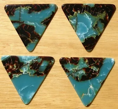 4 Azure Blue Marbled Vintage Large Triangle Guitar Picks - COLLECTORS Grade • $9.99