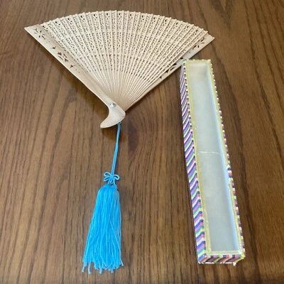 $10.90 • Buy Vintage Japan Wooden Folding Hand Fan Sandalwood 8” W/Box